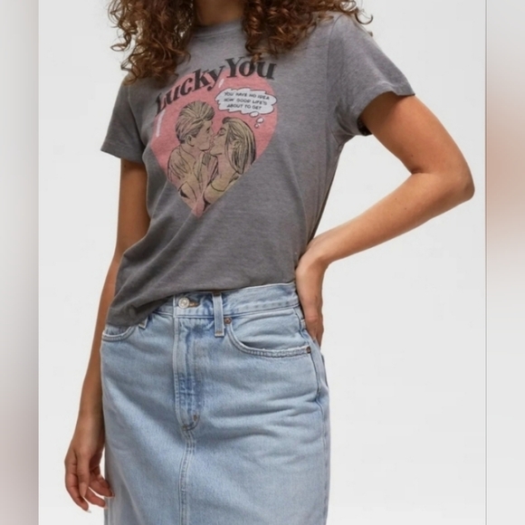 Re/Done Lucky You Classic Tee/Grey Haze - Picture 2 of 9